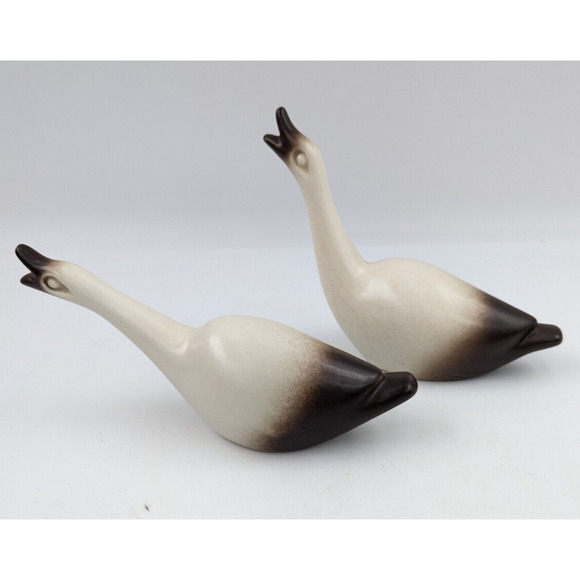 Howard Pierce Pottery Pair Bird Geese Goose Set of 2 Figurines Mid Century - Picture 1 of 9